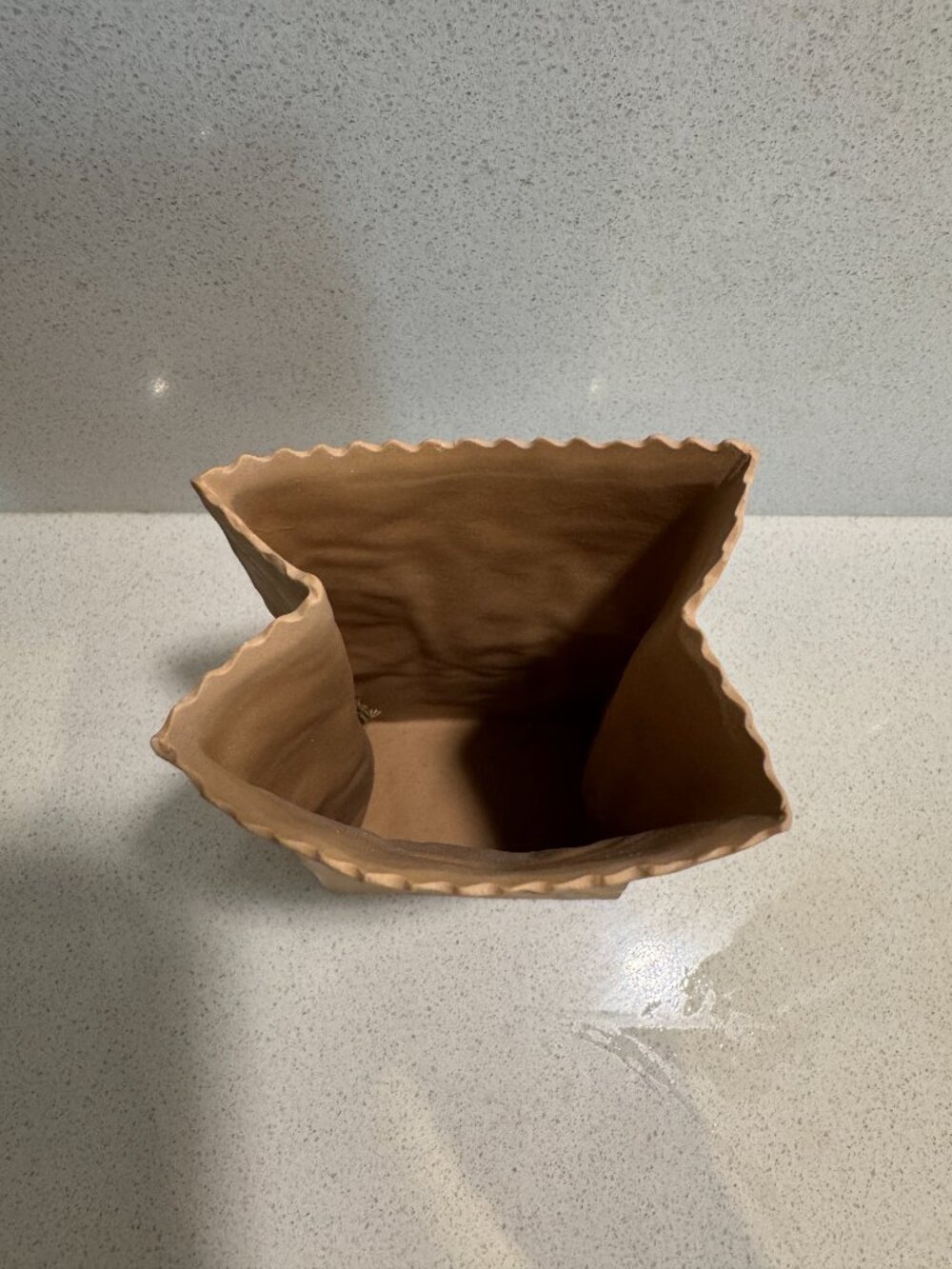 Vintage 80s Michel Harvey Paper Bag Vase Studio Pottery, Quebec, Rare - Picture 7 of 12